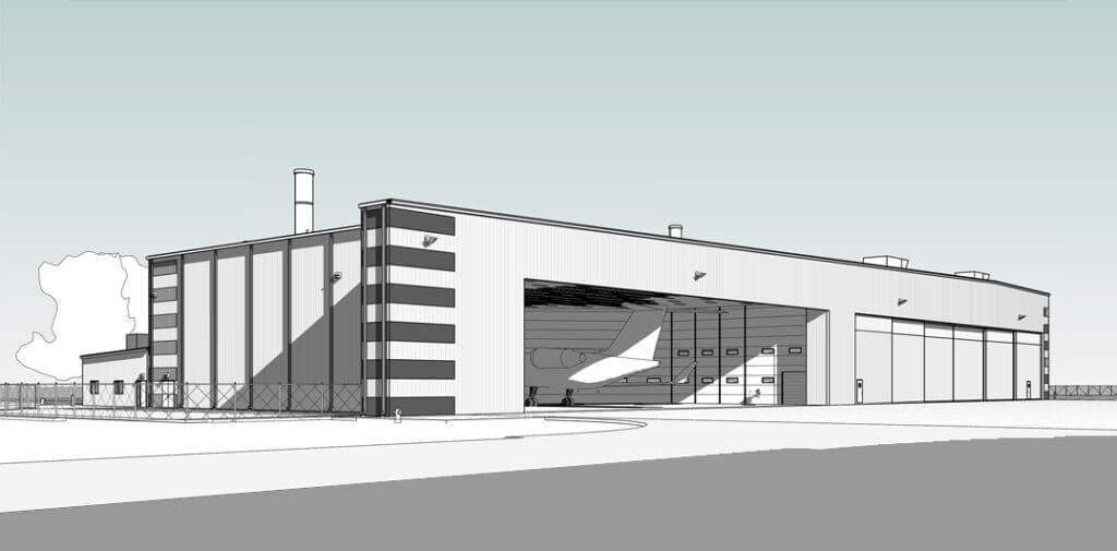 Hangar Monochromatic Rendering